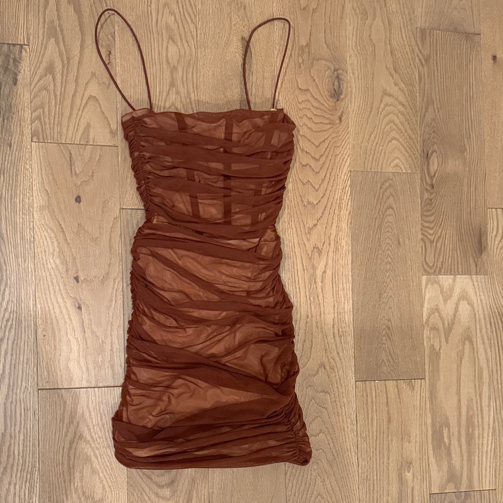 Nookie Brown Ruched Mini Dress